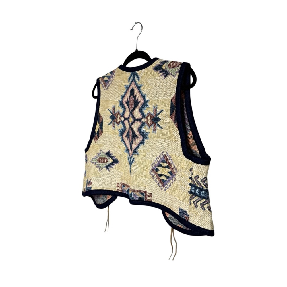 Vintage Handmade Cotton Western Tapestry Vest Open Southwestern Rodeo Unique - Picture 7 of 9